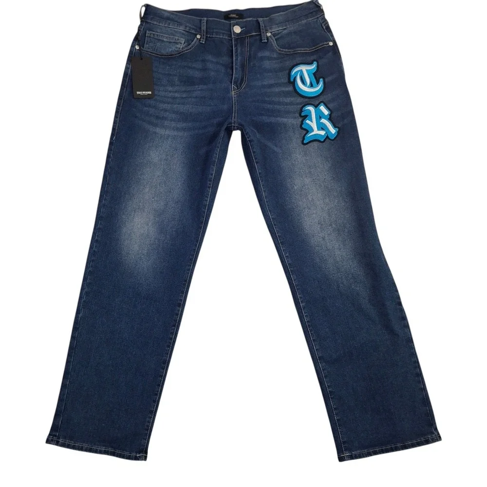 True Religion Bobby Relaxed Baggy Jeans Men's 34* Medium Blaze Wash Blue Denim